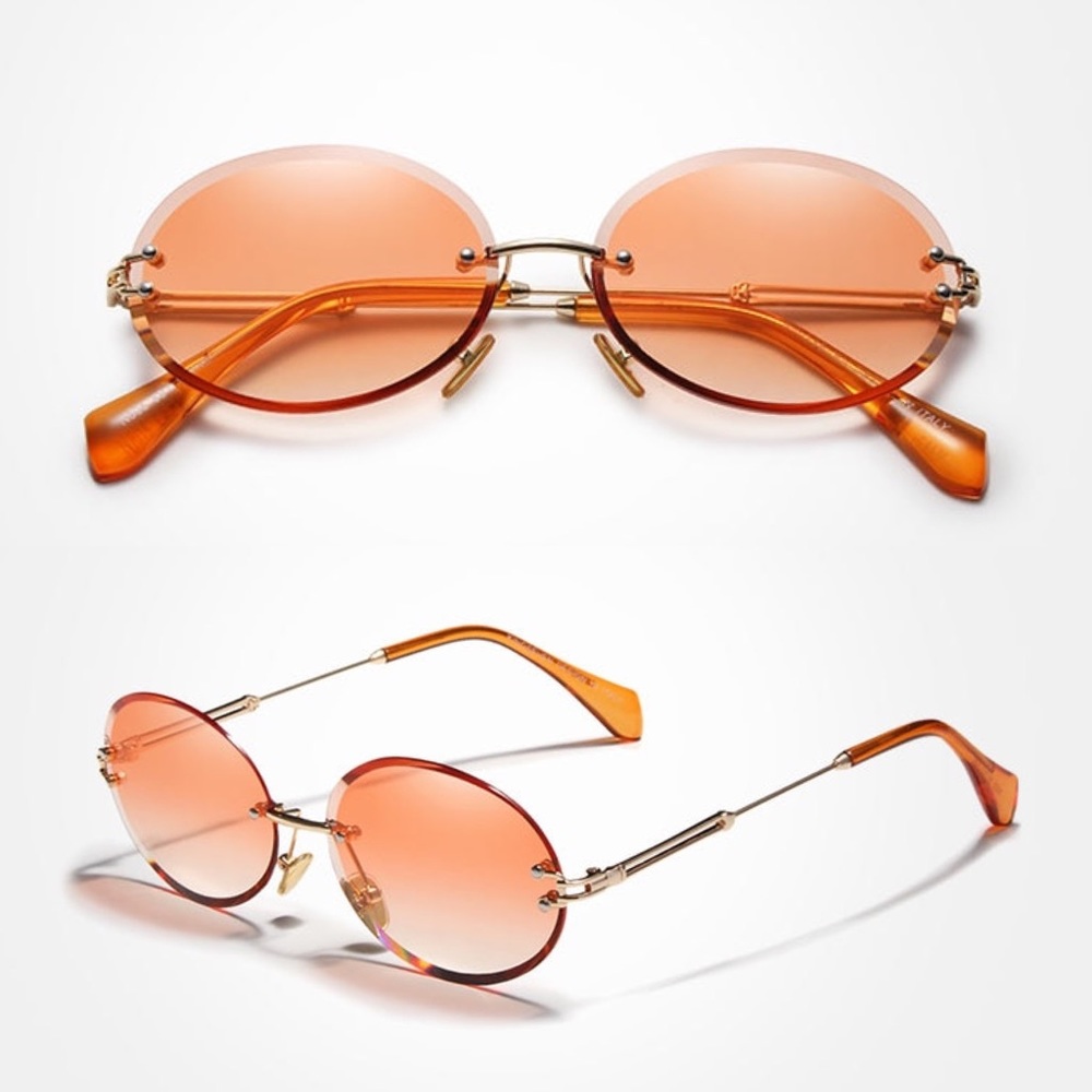 KINGSEVEN Retro Orange Rimless Gradient Sunglasses - Picture 3 of 16